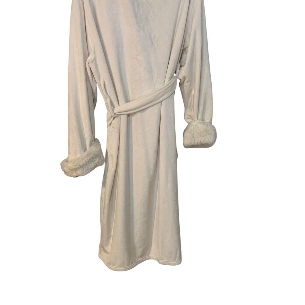 Pottery Barn Cream Faux Fur Lined Hooded Loungewear Robe XL Cozy Warm Comfort - Picture 10 of 10